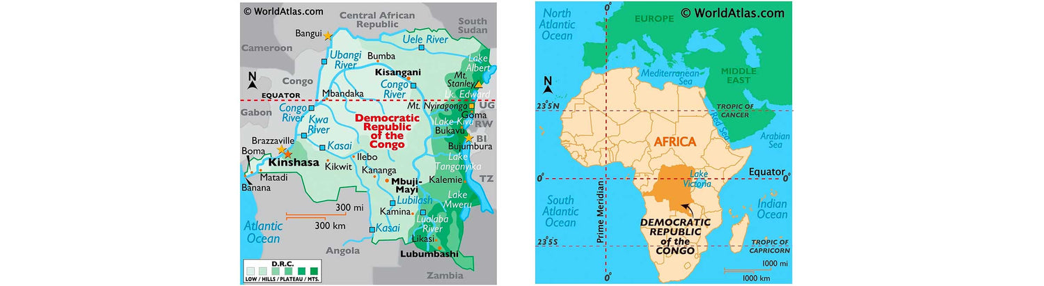 Maps showing the DR Congo