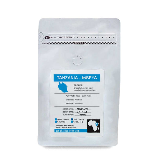 Tanzania Mbeya - Peaberry beans - 12oz Bag - White