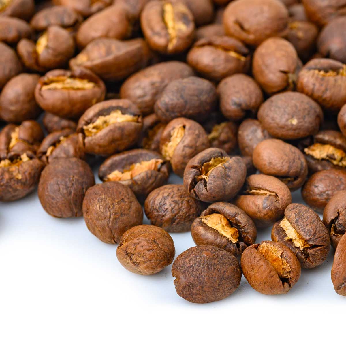 close up of tanzania peaberry beans